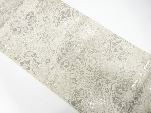 プラチナ箔　花蜀江模様織り出し　袋帯